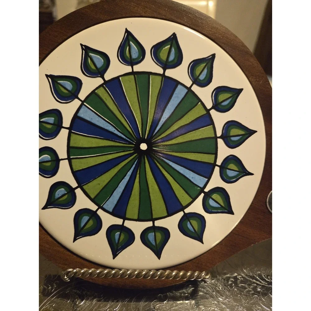 Vintage Teak Cheese Board With Beautiful Spanish Tile